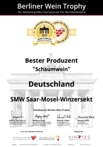 Urkunde Bester Produzent Schaumwein Deutschland 2022